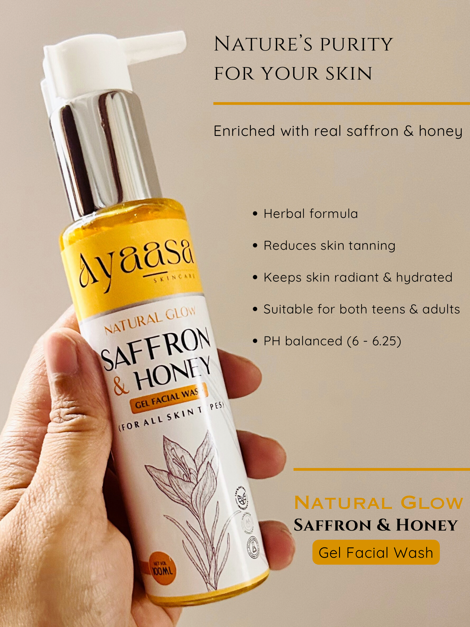 Natural Glow Saffron & Honey Gel  Face-wash
