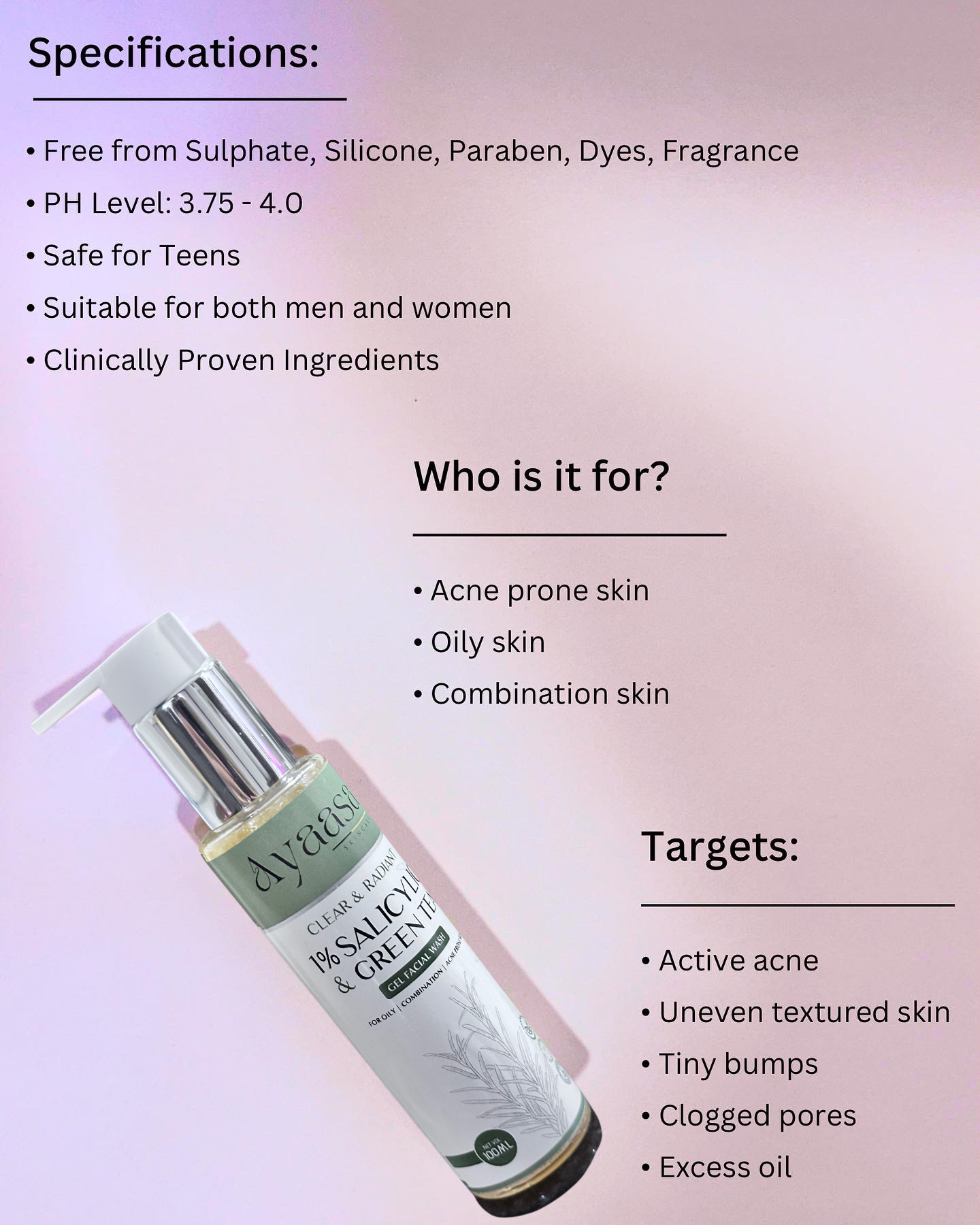 Clear & Radiant 1% Salicylic & Green Tea Facewash
