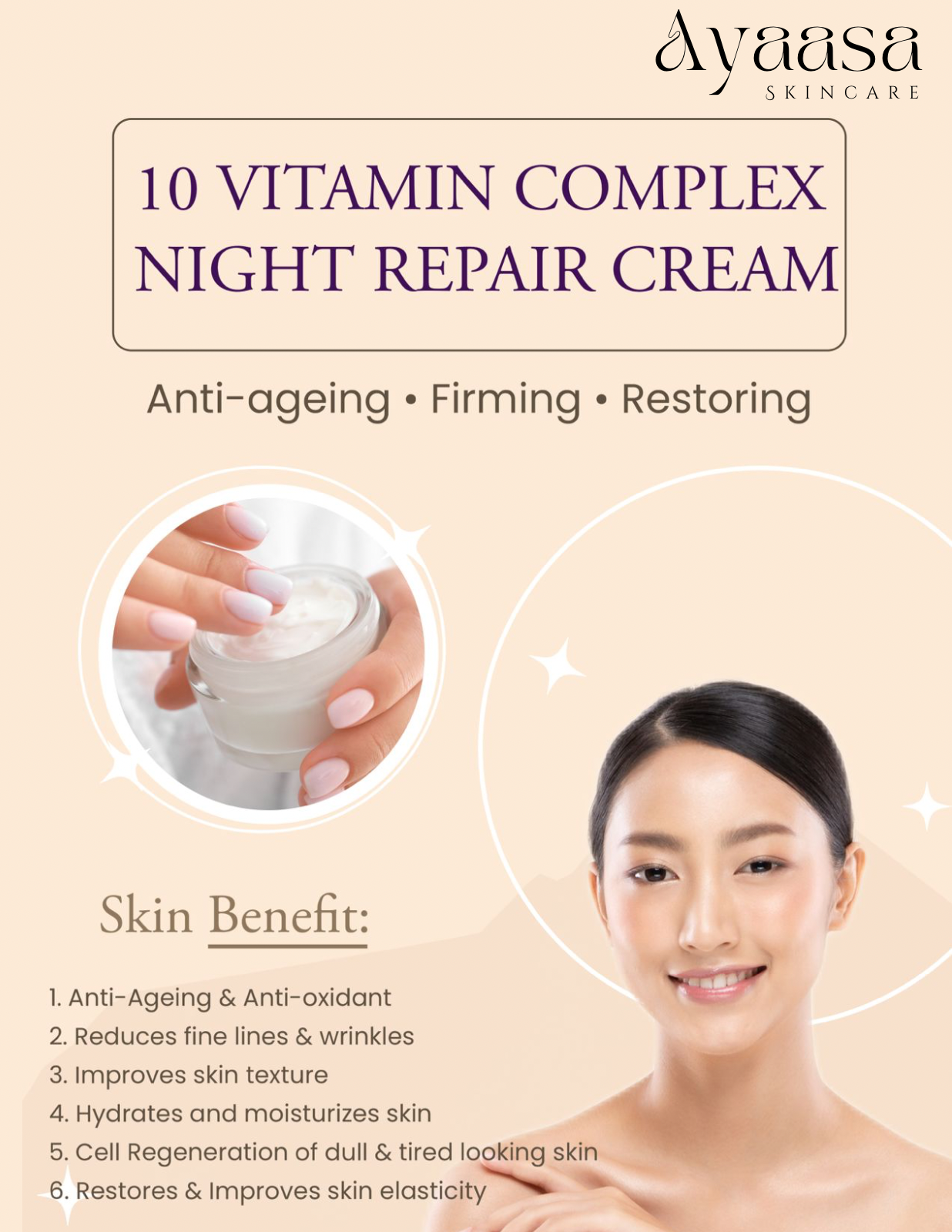 10 Vitamin Complex Night Repair Cream – 17g ( Anti Ageing | Firming | Restoring )
