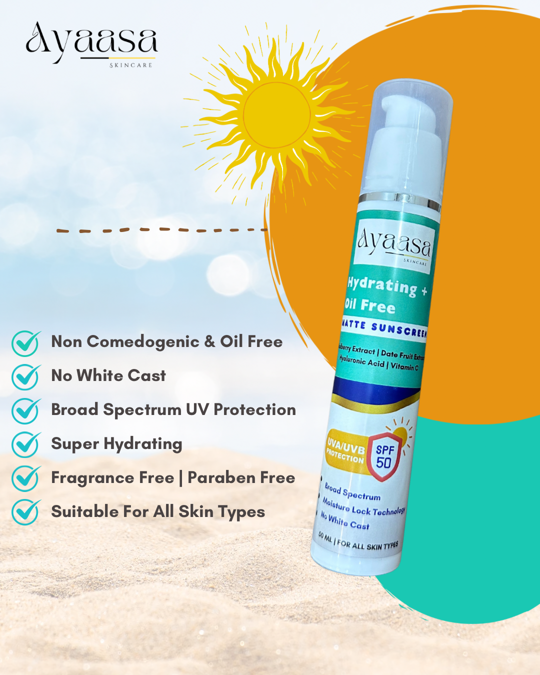 Hydrating+Oil Free MATTE SUNSCREEN- 50g