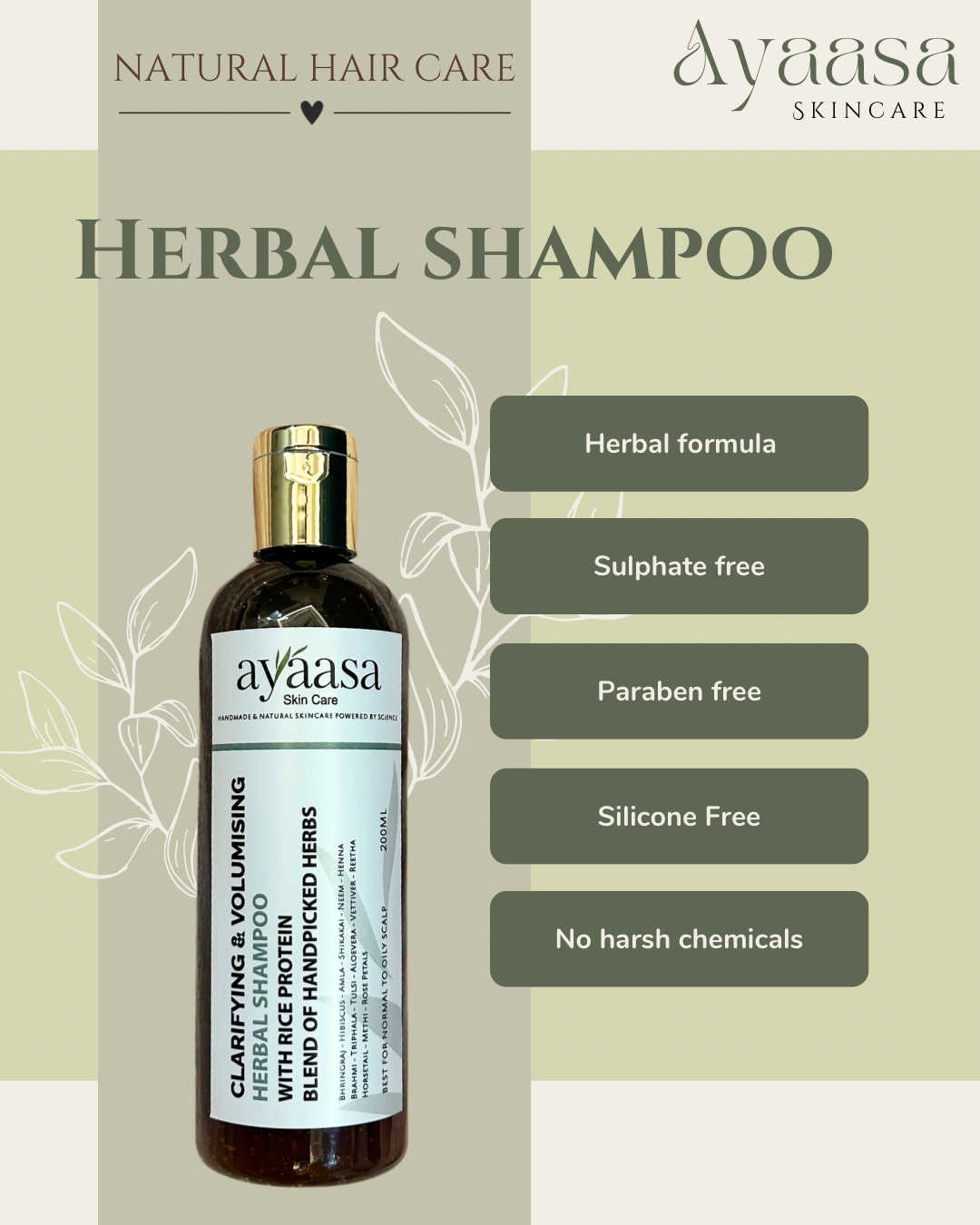 Herbal Shampoo (200ml) - The power of nature for healthier hair.
