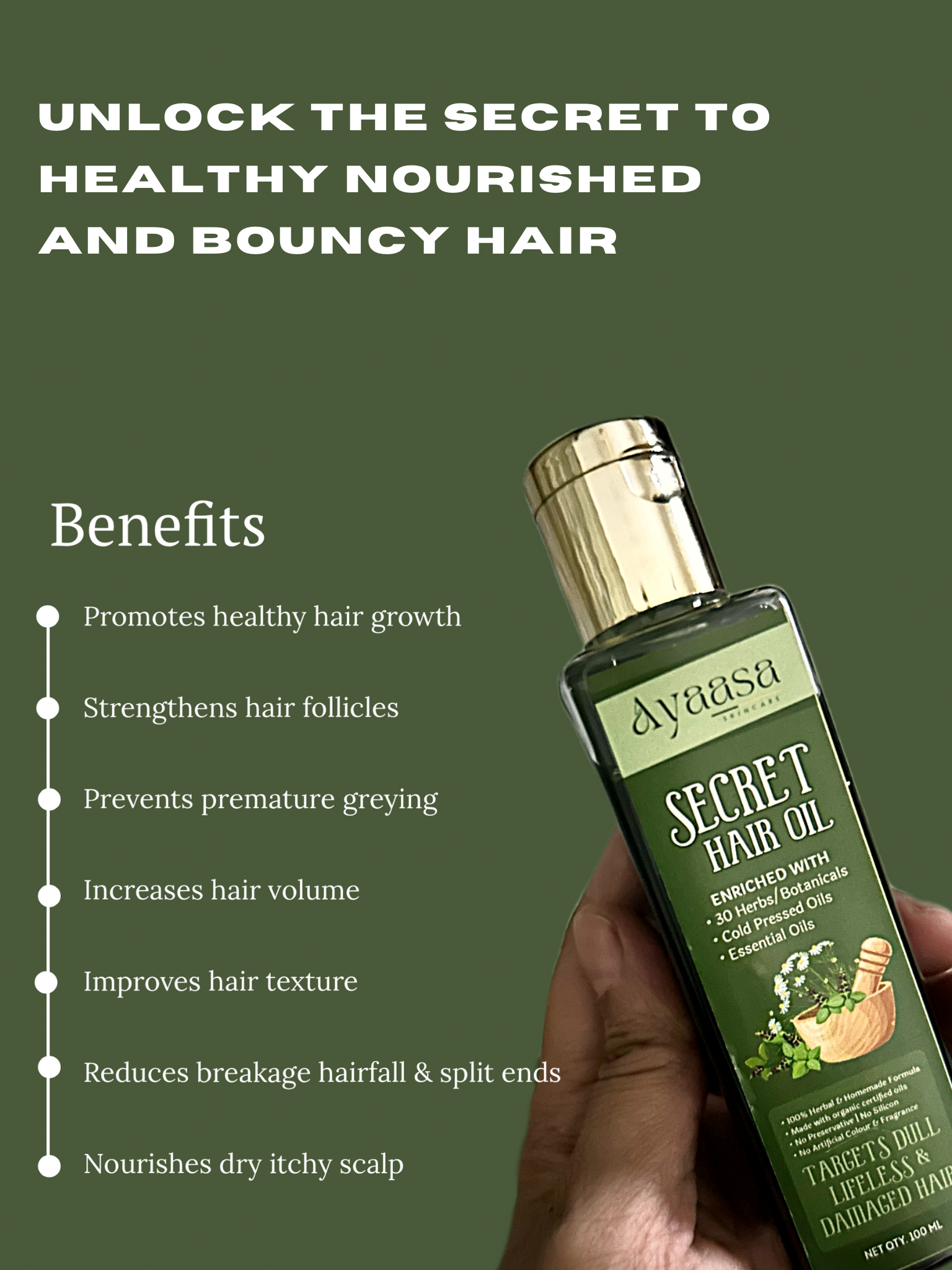 Secret Hair Oil (Herbal Formula) 100ml - The Ancient Secret to Strong, Healthy, and Luscious Hair
