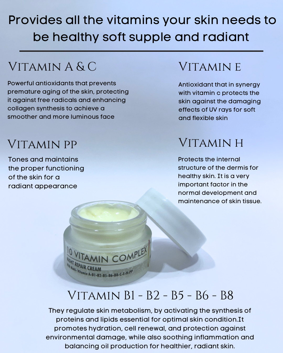 10 Vitamin Complex Night Repair Cream – 17g ( Anti Ageing | Firming | Restoring )