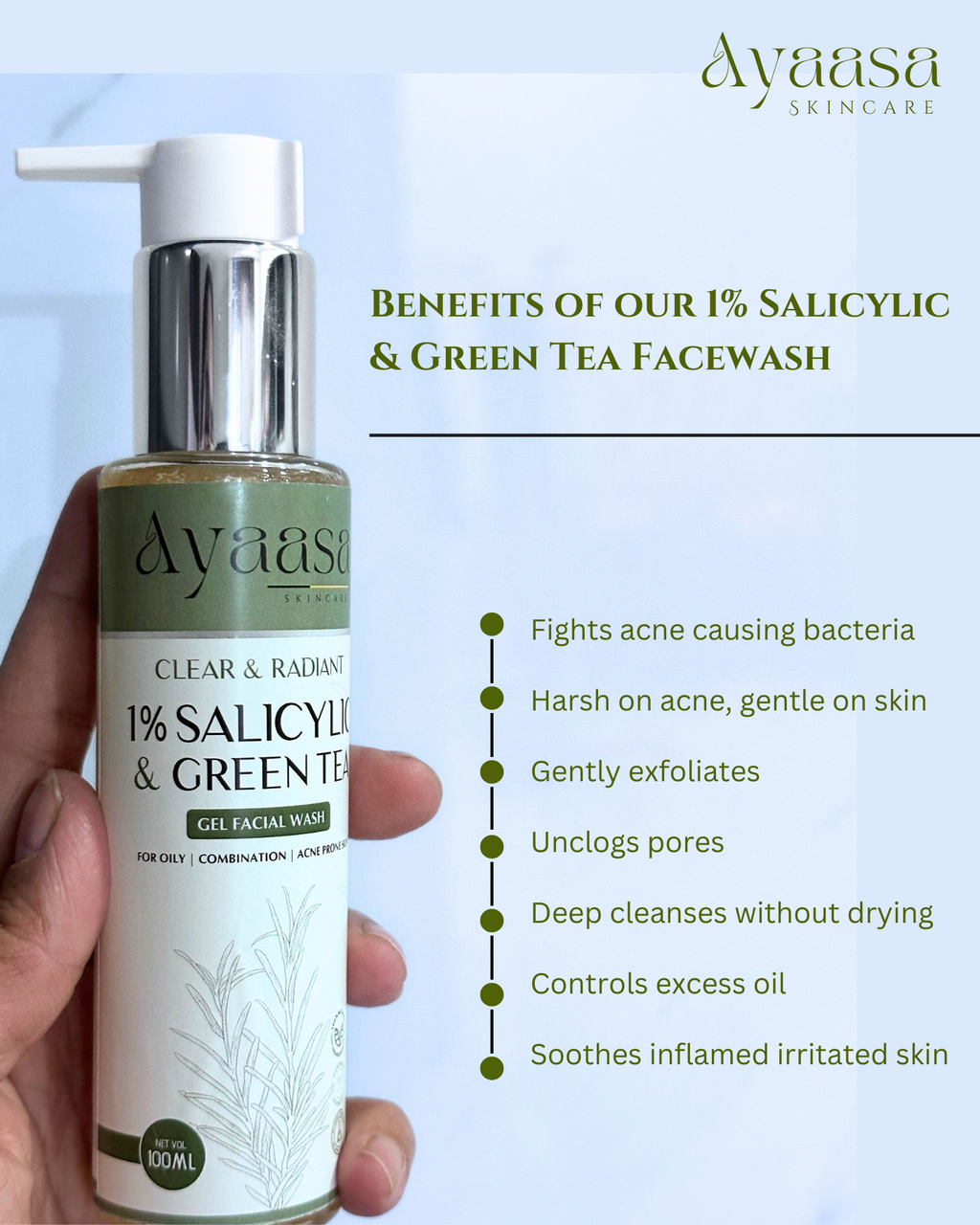 Clear & Radiant 1% Salicylic & Green Tea Facewash