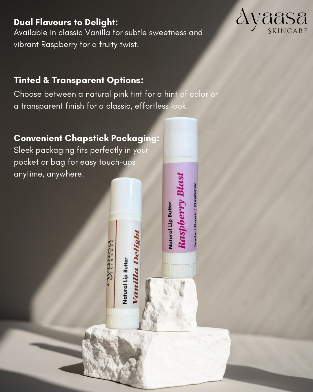 Natural Lip Butter- 3g (Vanilla & Raspberry ) Soft, Smooth & Beautiful Lips —Naturally.