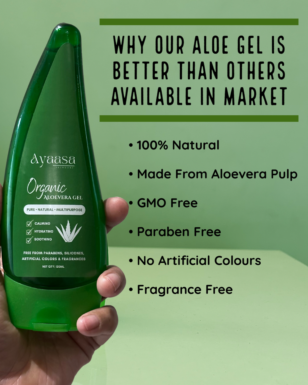 Pure Organic Aloe Vera Gel - 95% Pure Aloe Vera Juice (Your skin’s ultimate hydration and soothing solution)